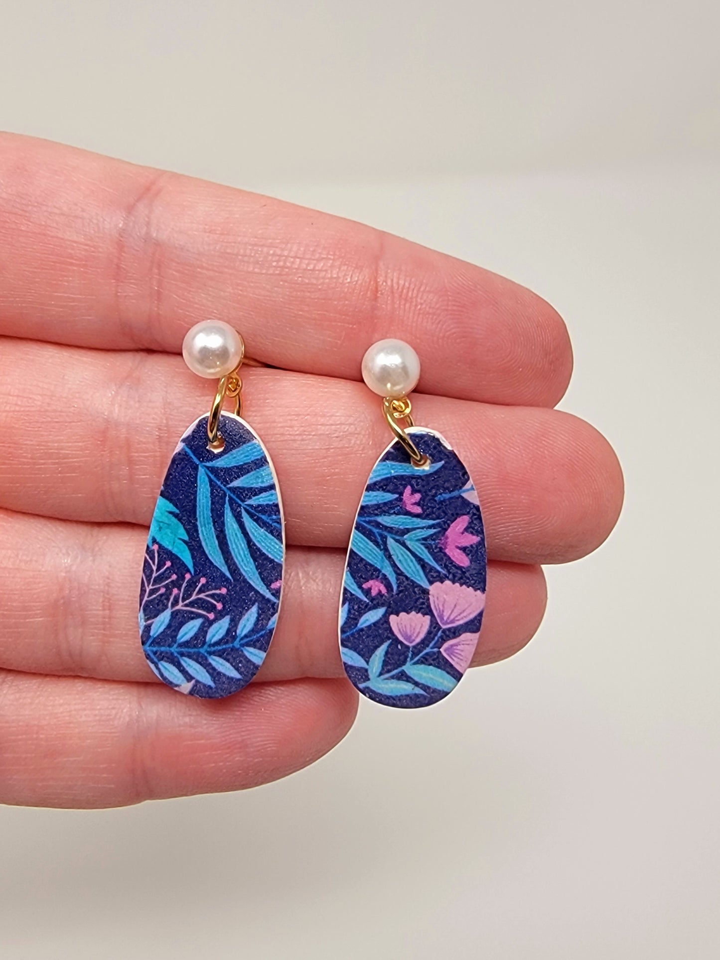 Pearl top floral dangles