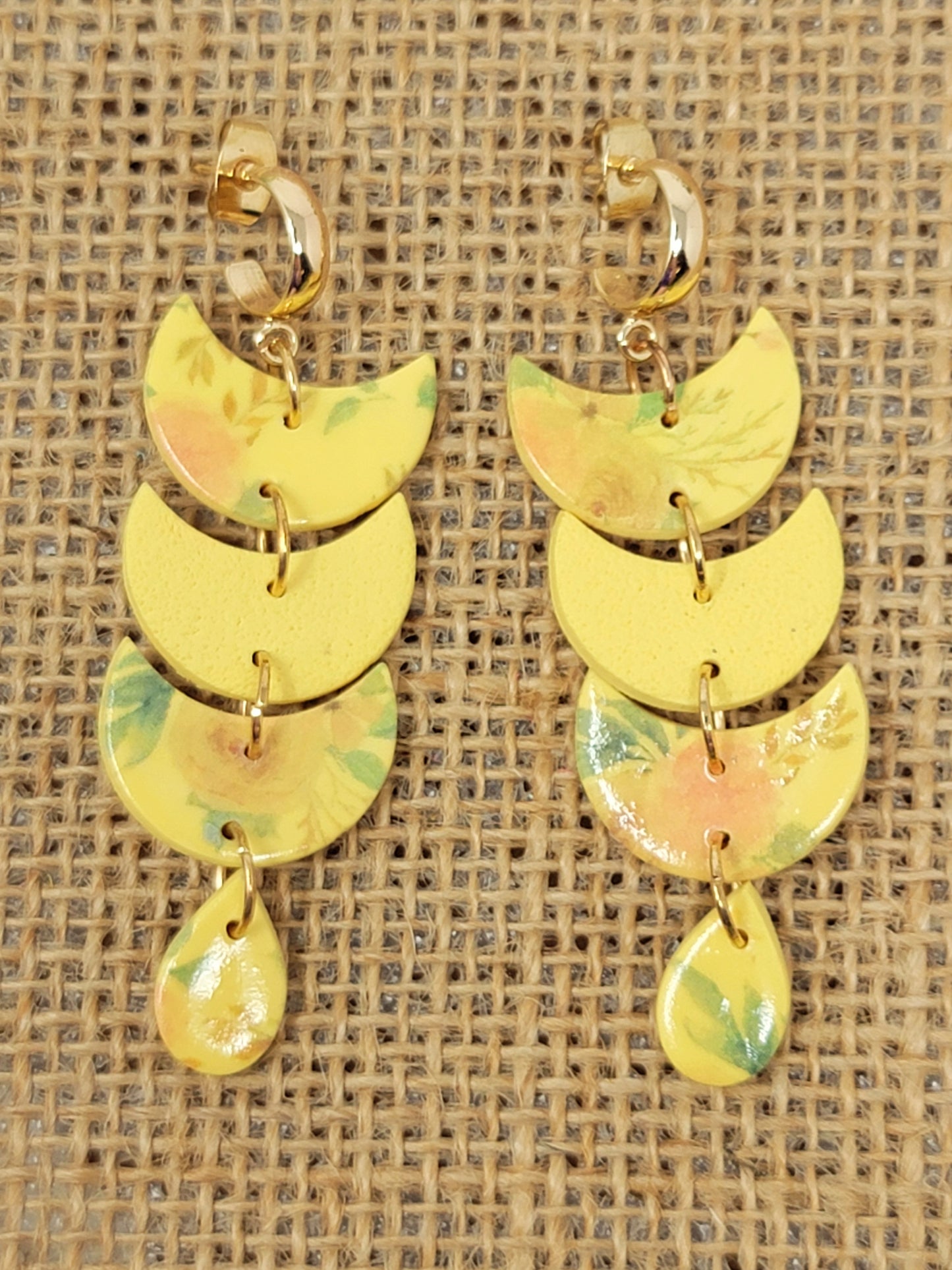 Yellow floral dangles with gold top