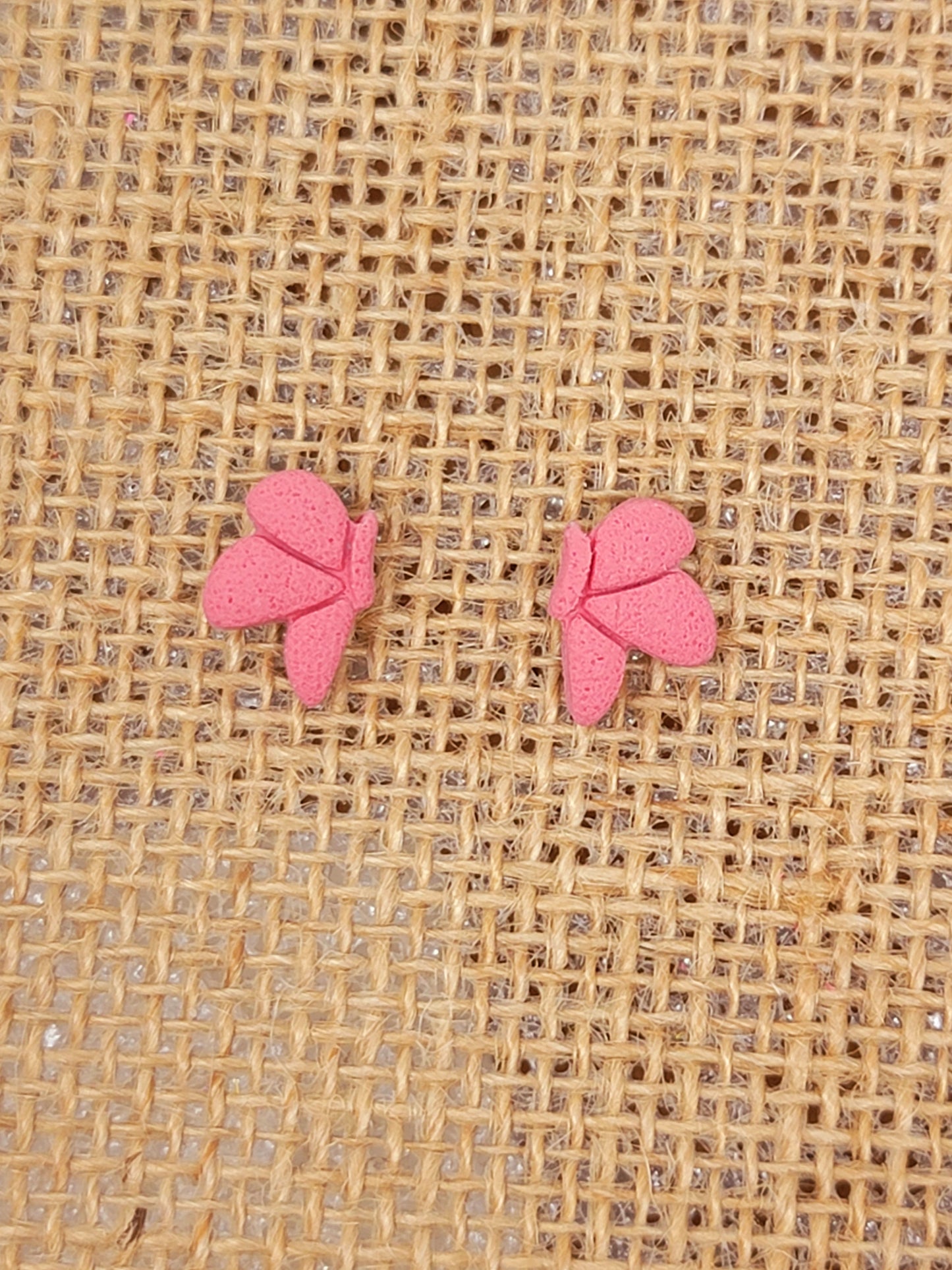 Pink butterfly studs