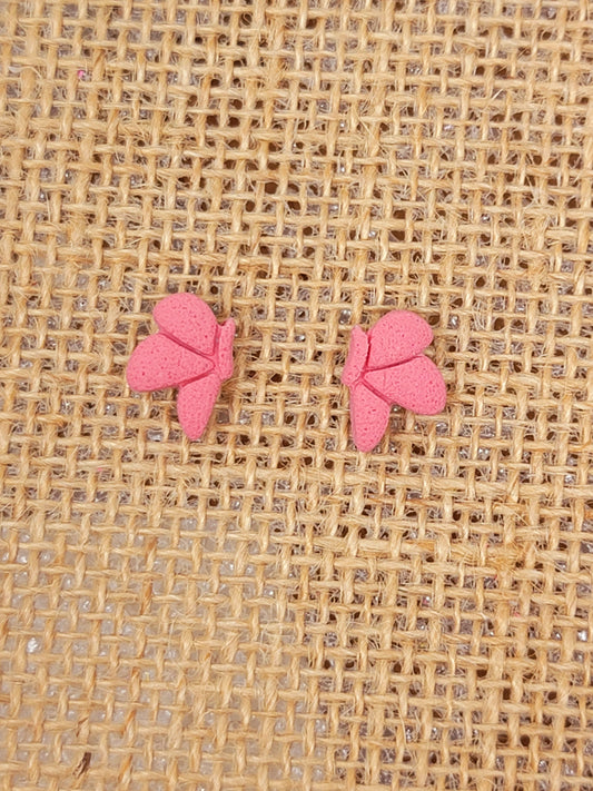 Pink butterfly studs
