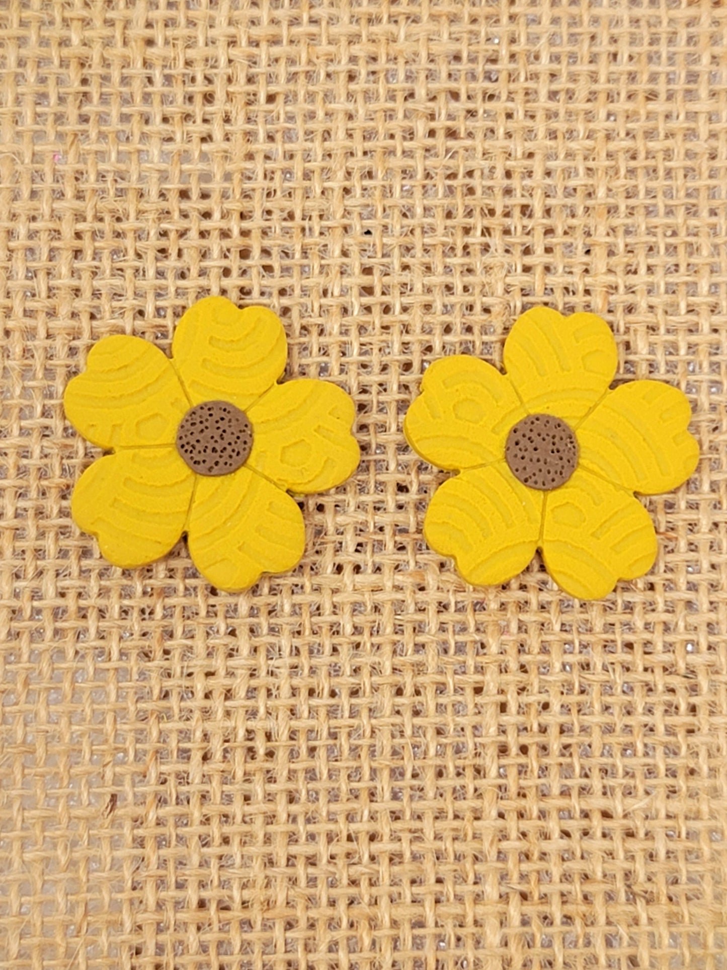 Mustard yellow floral oversized studs