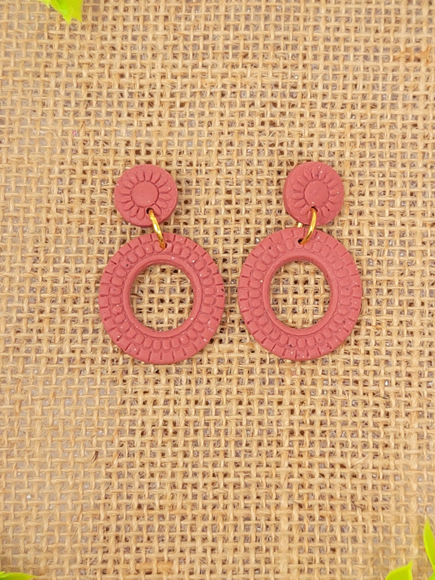 Dark speckled coral textured dangles