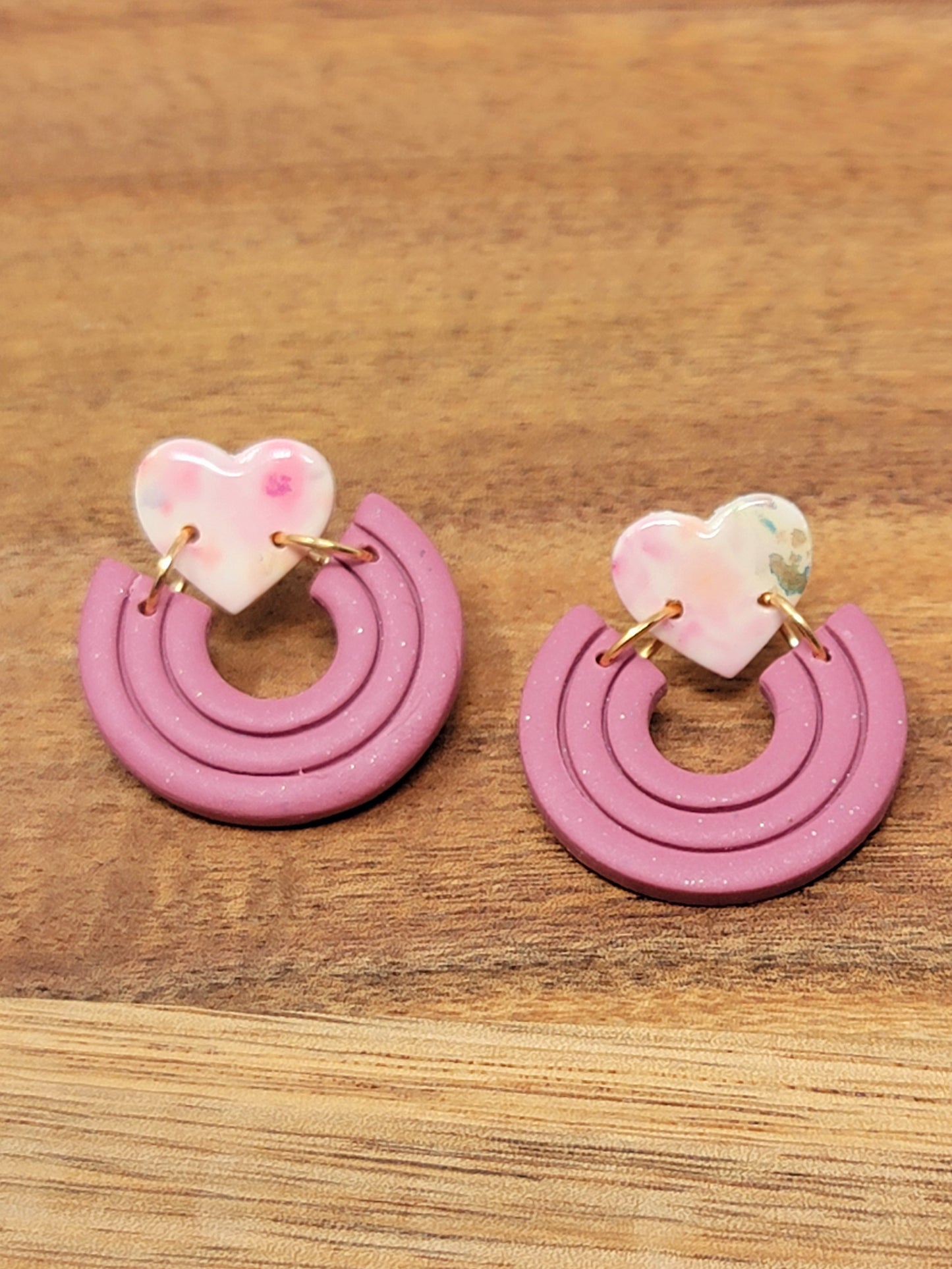 Pink & floral heart dangles