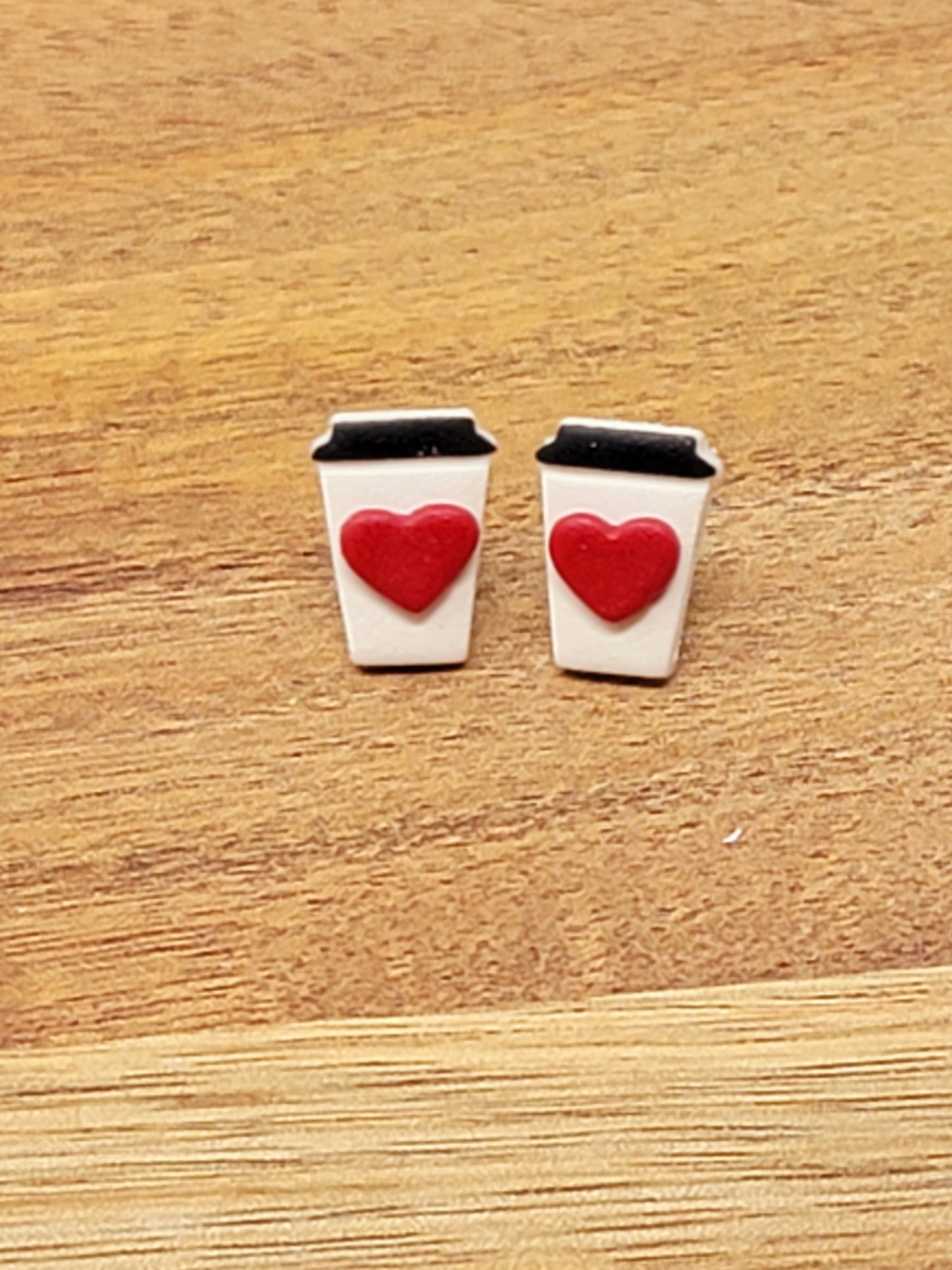 Valentines day coffee cup studs