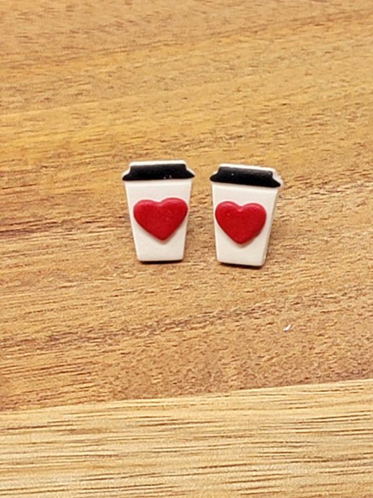 Valentines day coffee cup studs