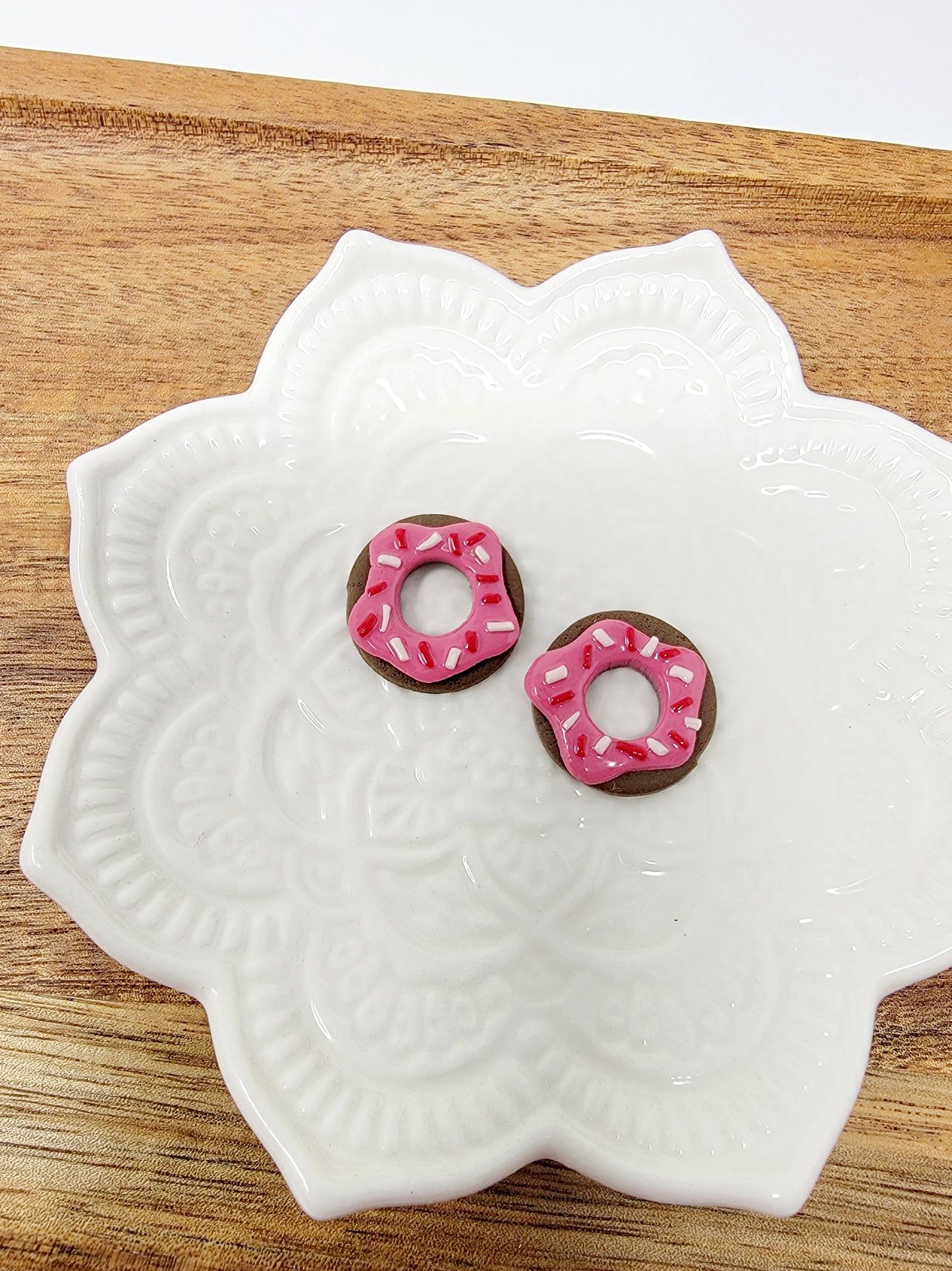 Chocolate sprinkle donut studs