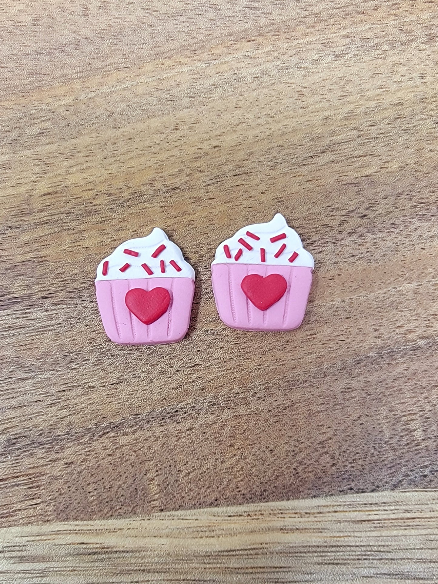 Valentine's Day sprinkle cupcake studs