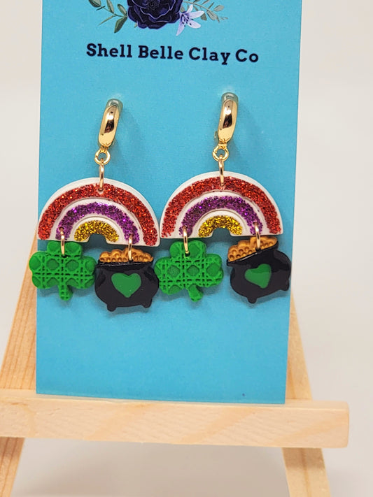 Rainbow with pot of gold dangles