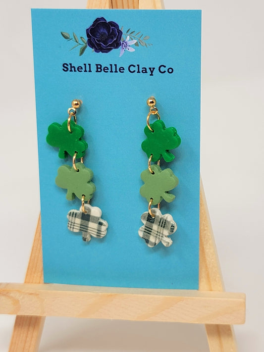 3 shamrock green dangles