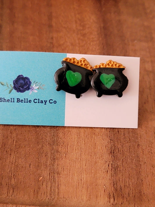 Mini pot of gold studs