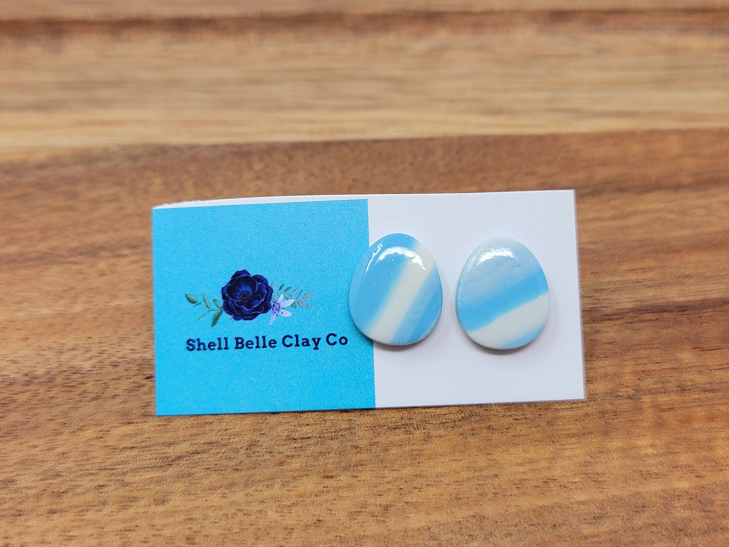 Blue& white easter egg studs