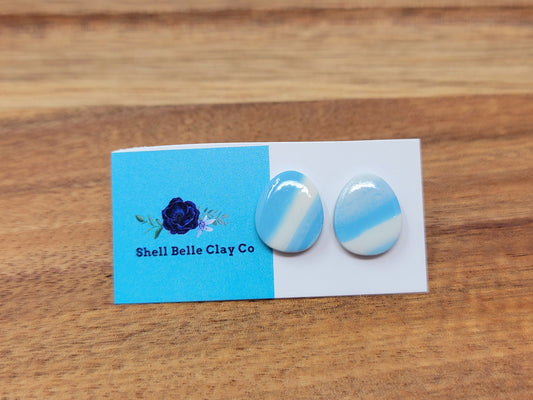 Blue& white easter egg studs