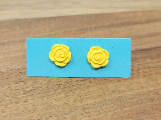 Yellow rose studs