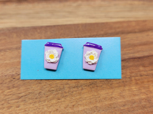 Spring flower coffee cup studs