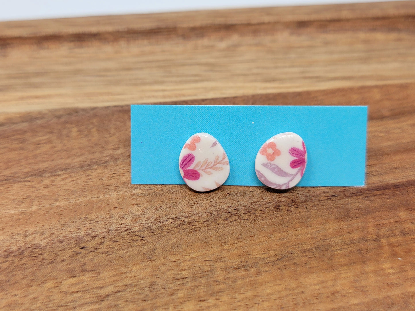 Floral pattern easter egg studs