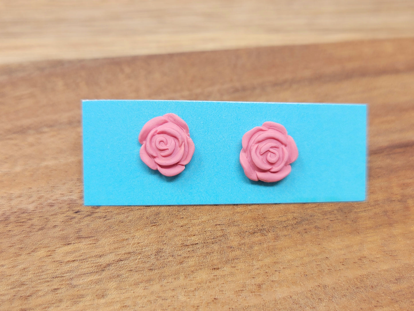 Pink rose studs