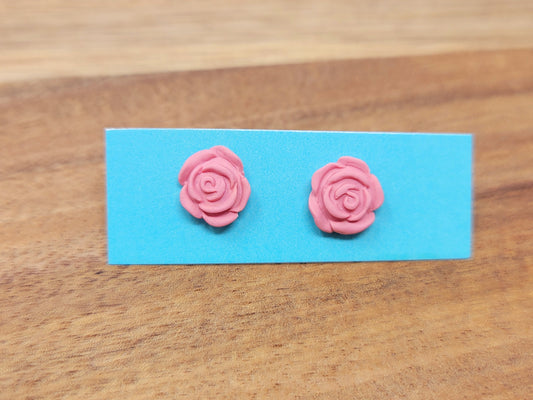 Pink rose studs
