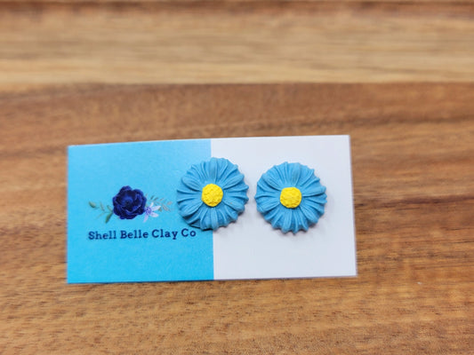 Blue flower studs