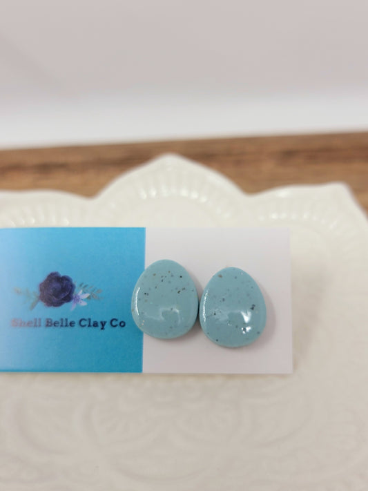 Speckled blue easter egg studs