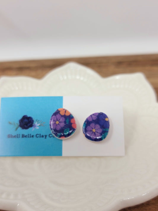 Dark floral easter egg studs