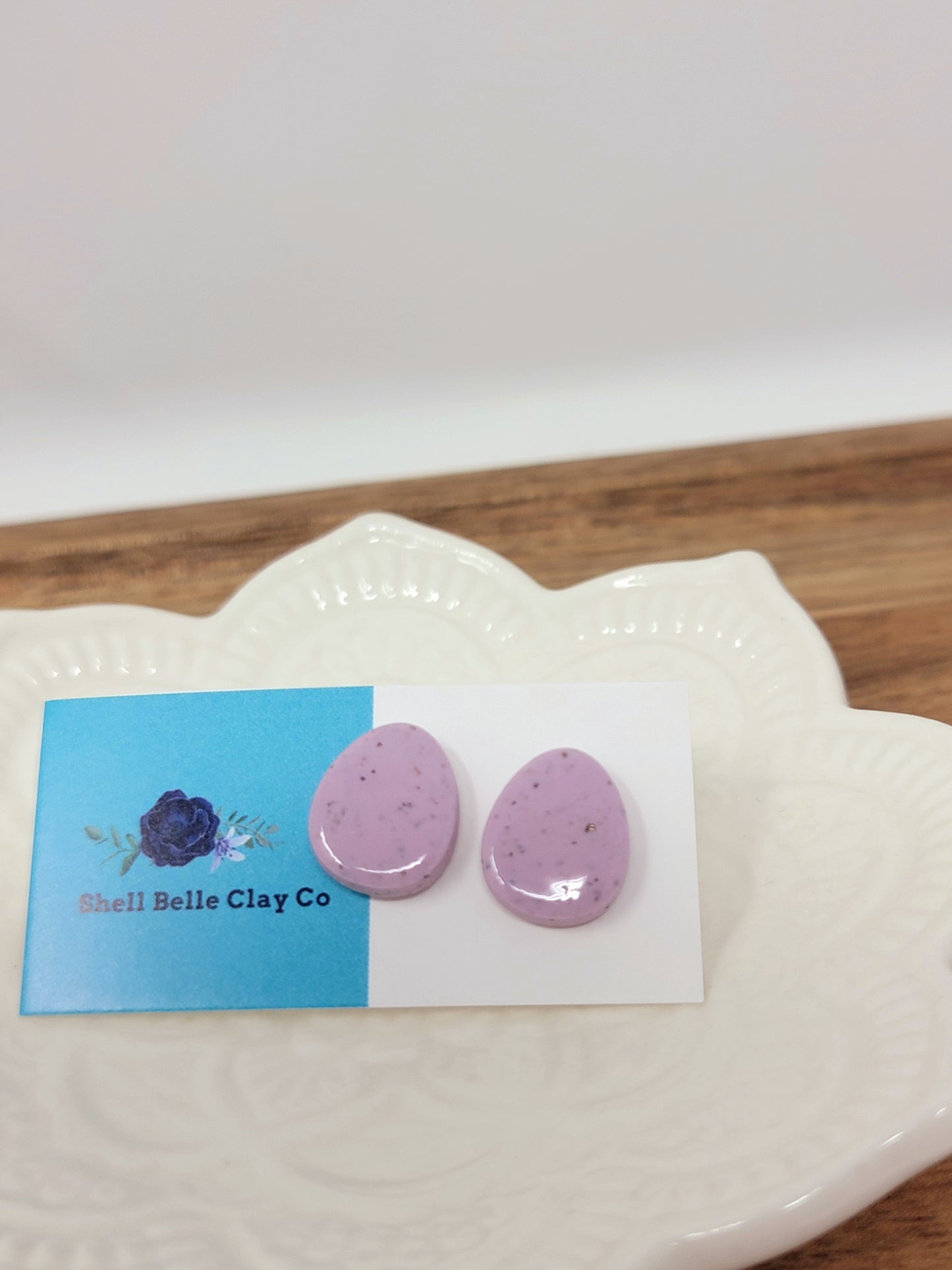 Speckled purple easter egg studs