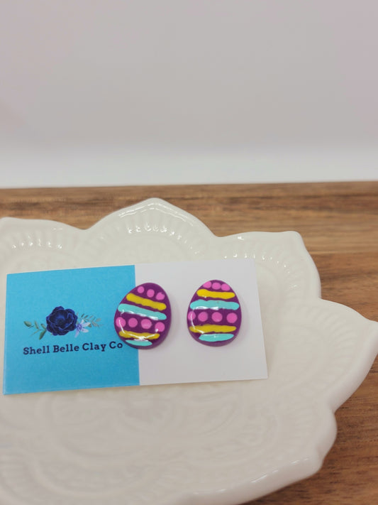 Multi colored easter egg studs