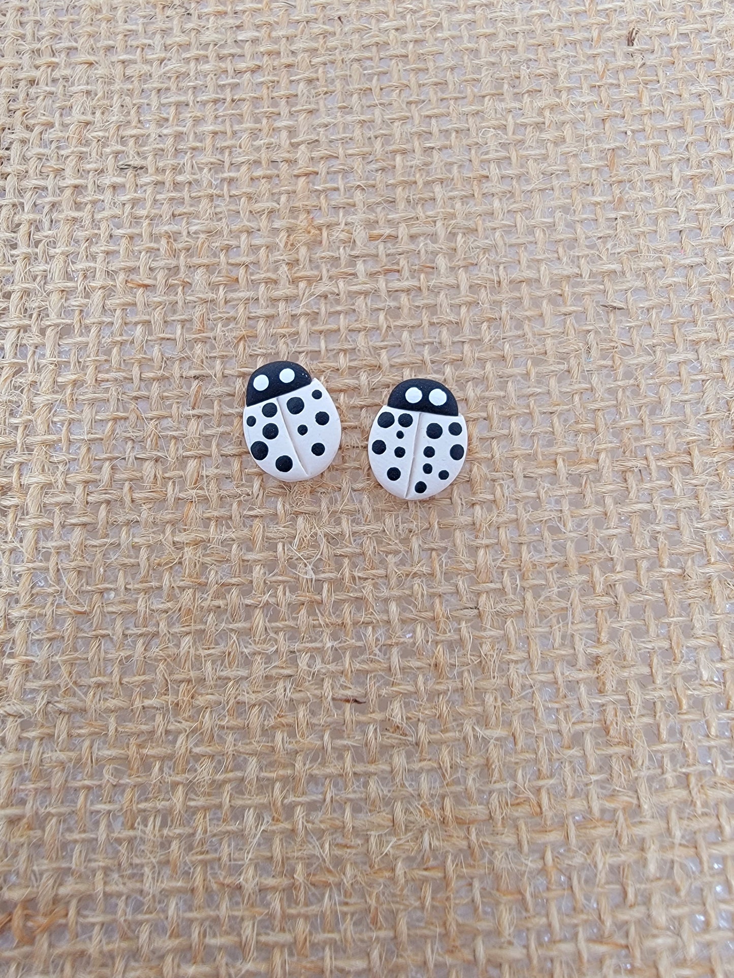 White lady bug studs