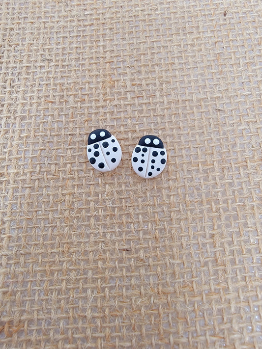 White lady bug studs