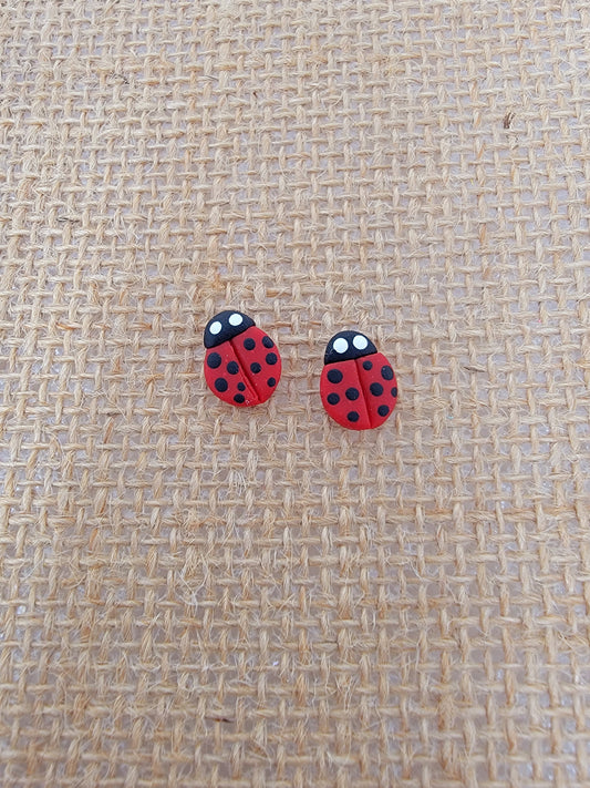 Red lady bug studs