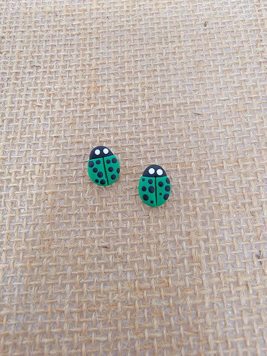 Green lady bug studs