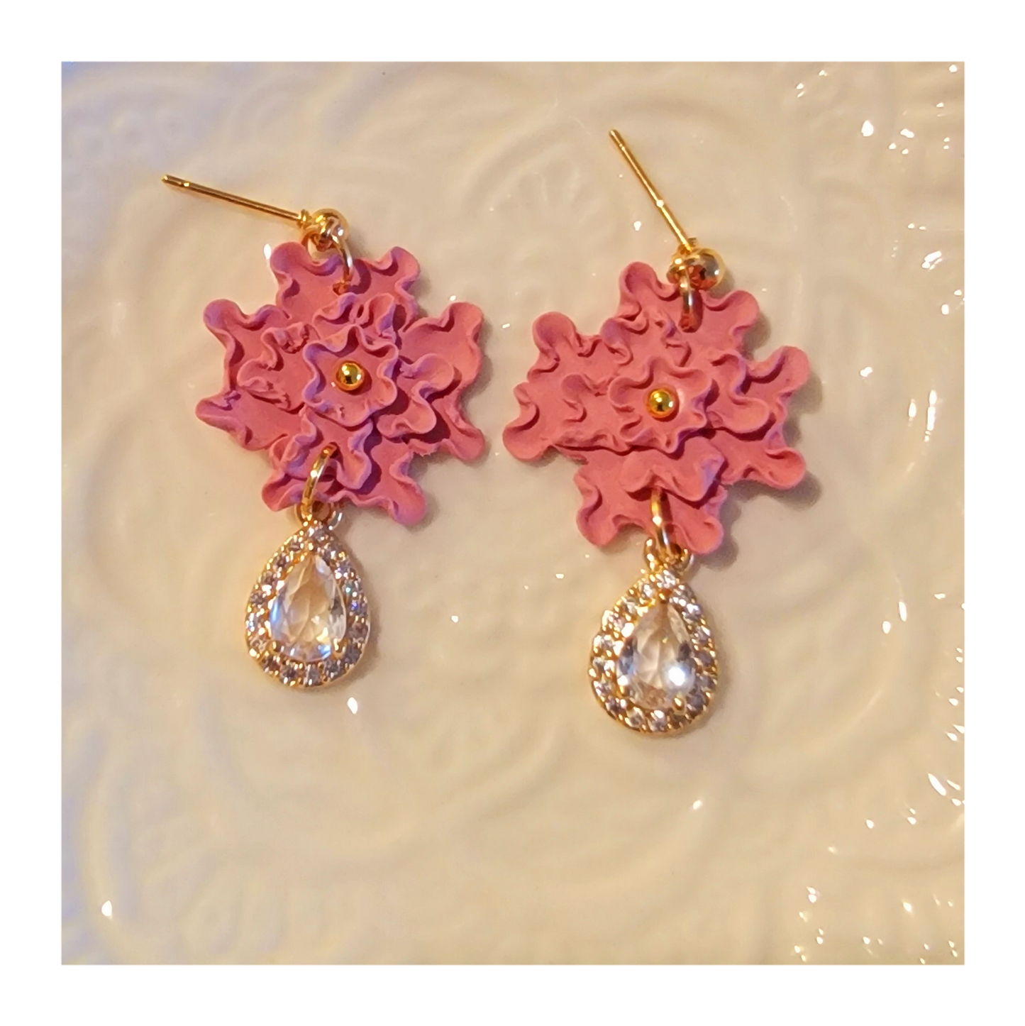 Pink hand shaped flower dangles