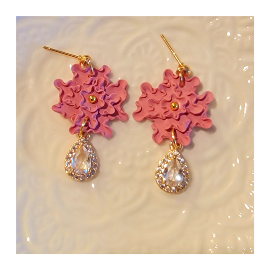 Pink hand shaped flower dangles