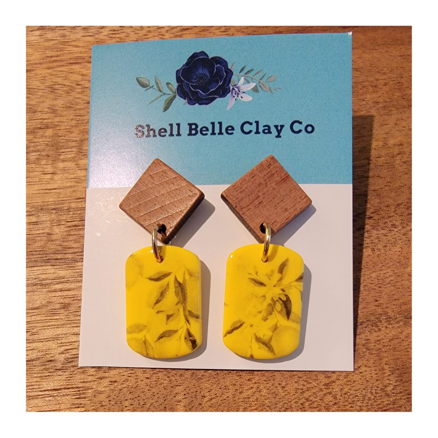 Yellow dangles with lemon tree pattern