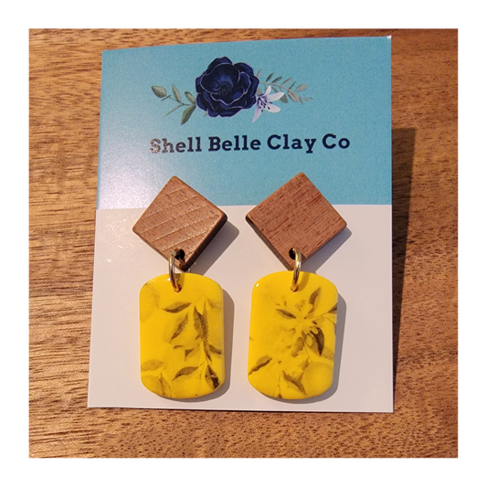 Yellow dangles with lemon tree pattern