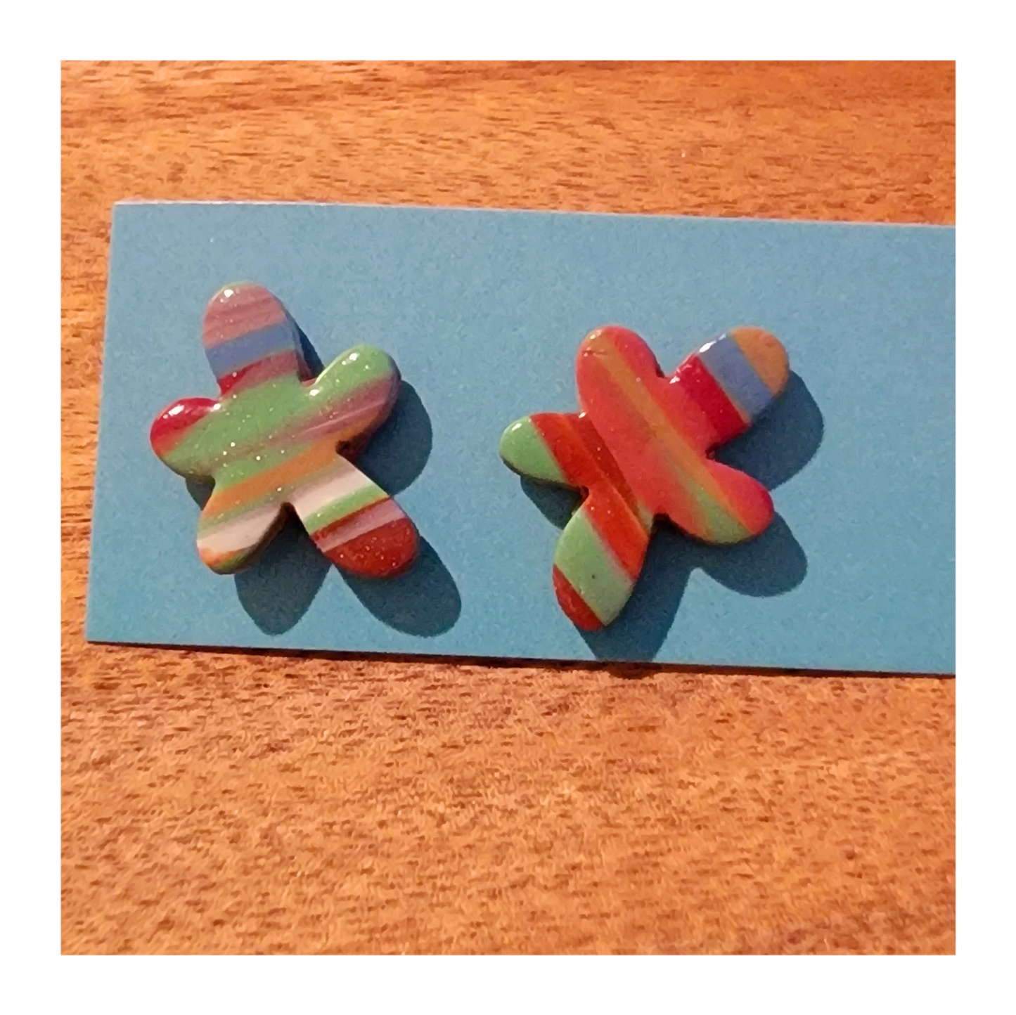 Multicolored abstract shape studs