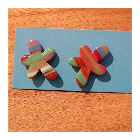 Multicolored abstract shape studs