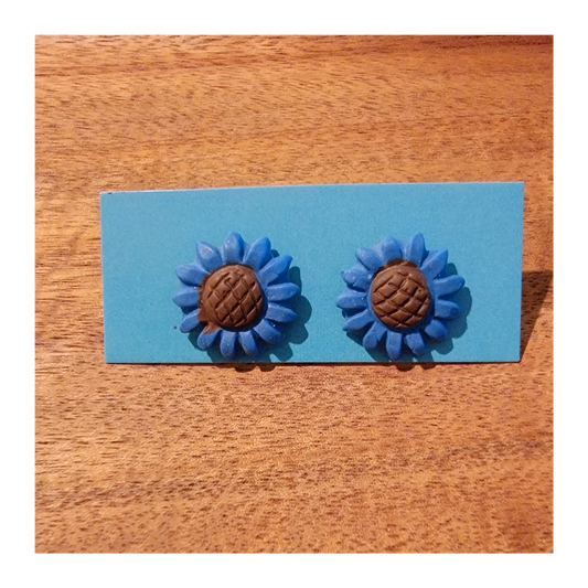 Blue flower studs