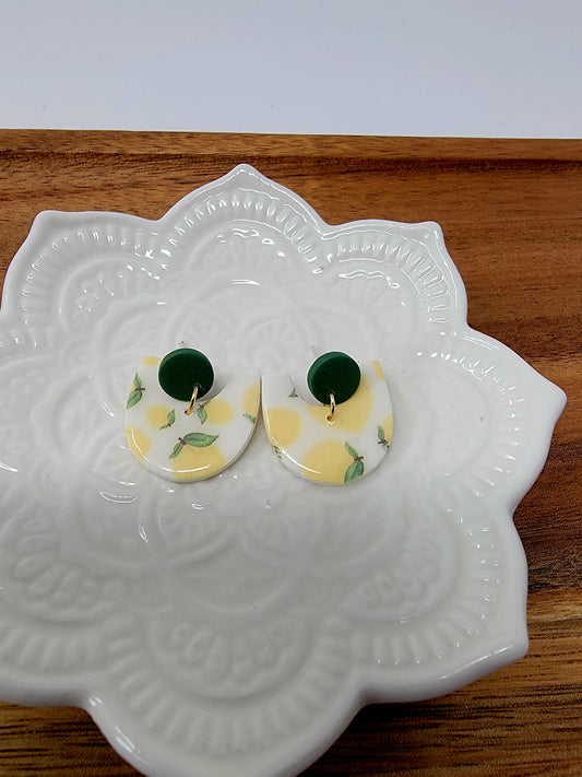 Lemon pattern dangles with green top