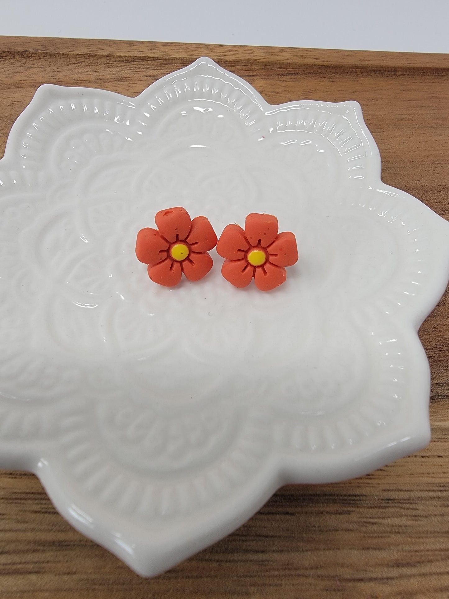 Orange flower studs