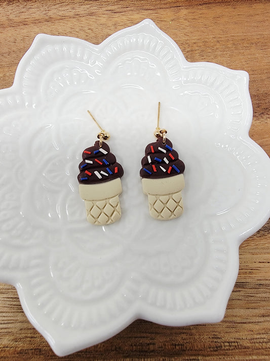 Large Red white& blue chocolate cone dangles