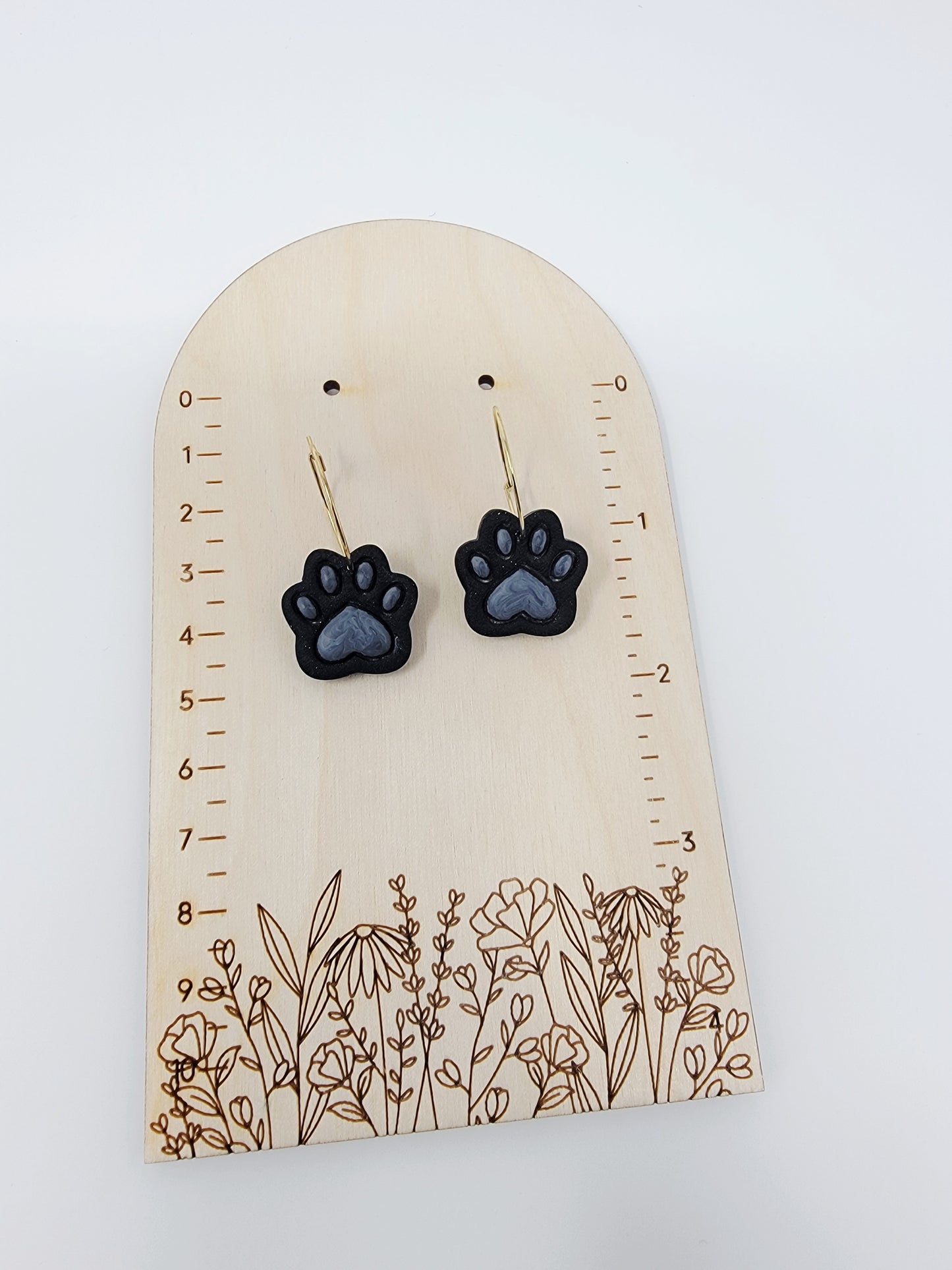 Black puppy paws hoops