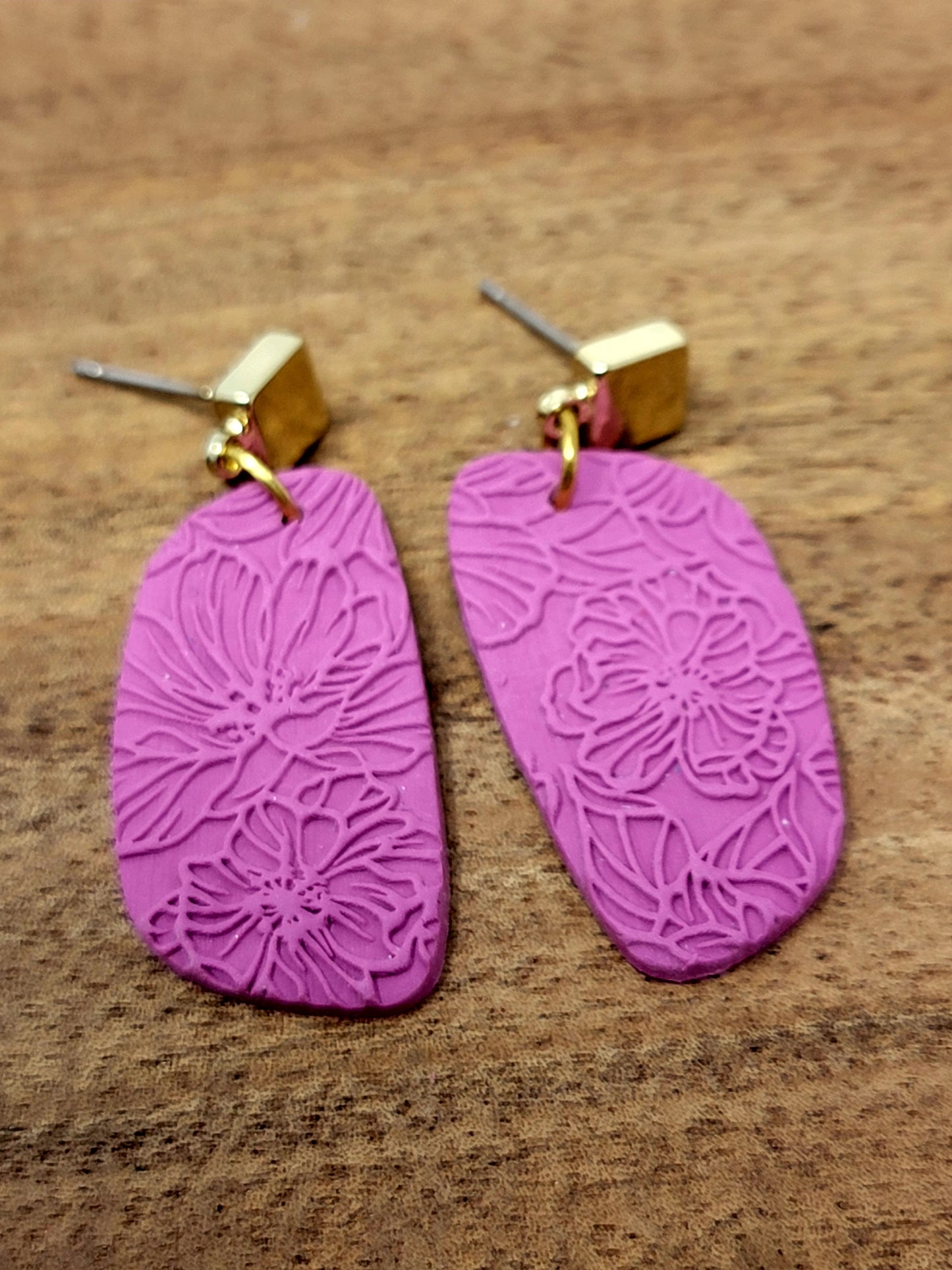 Pink floral texture dangles