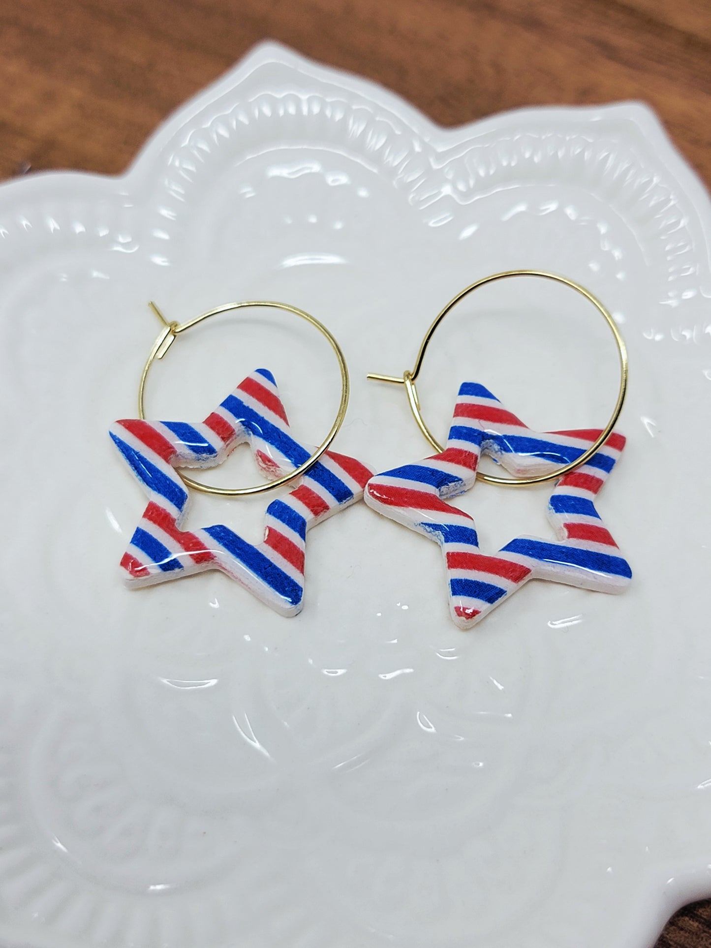 Red white & blue steipe star hoops