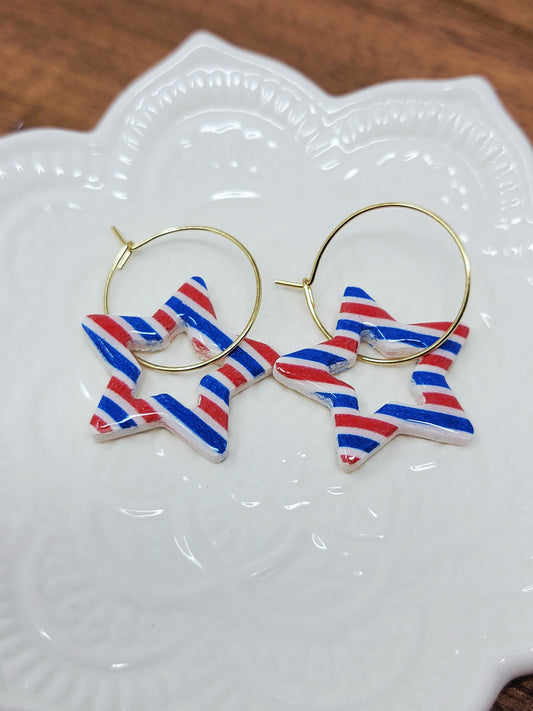 Red white & blue steipe star hoops