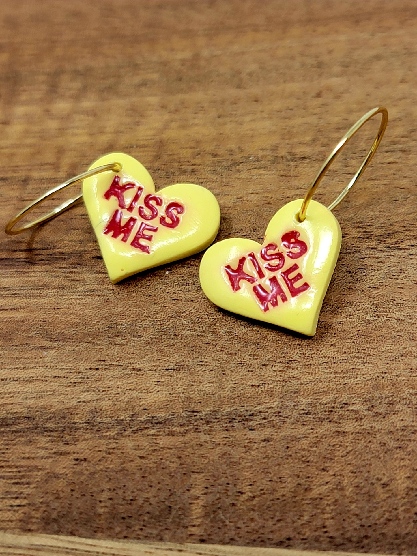 Yellow conversation hearts hoops