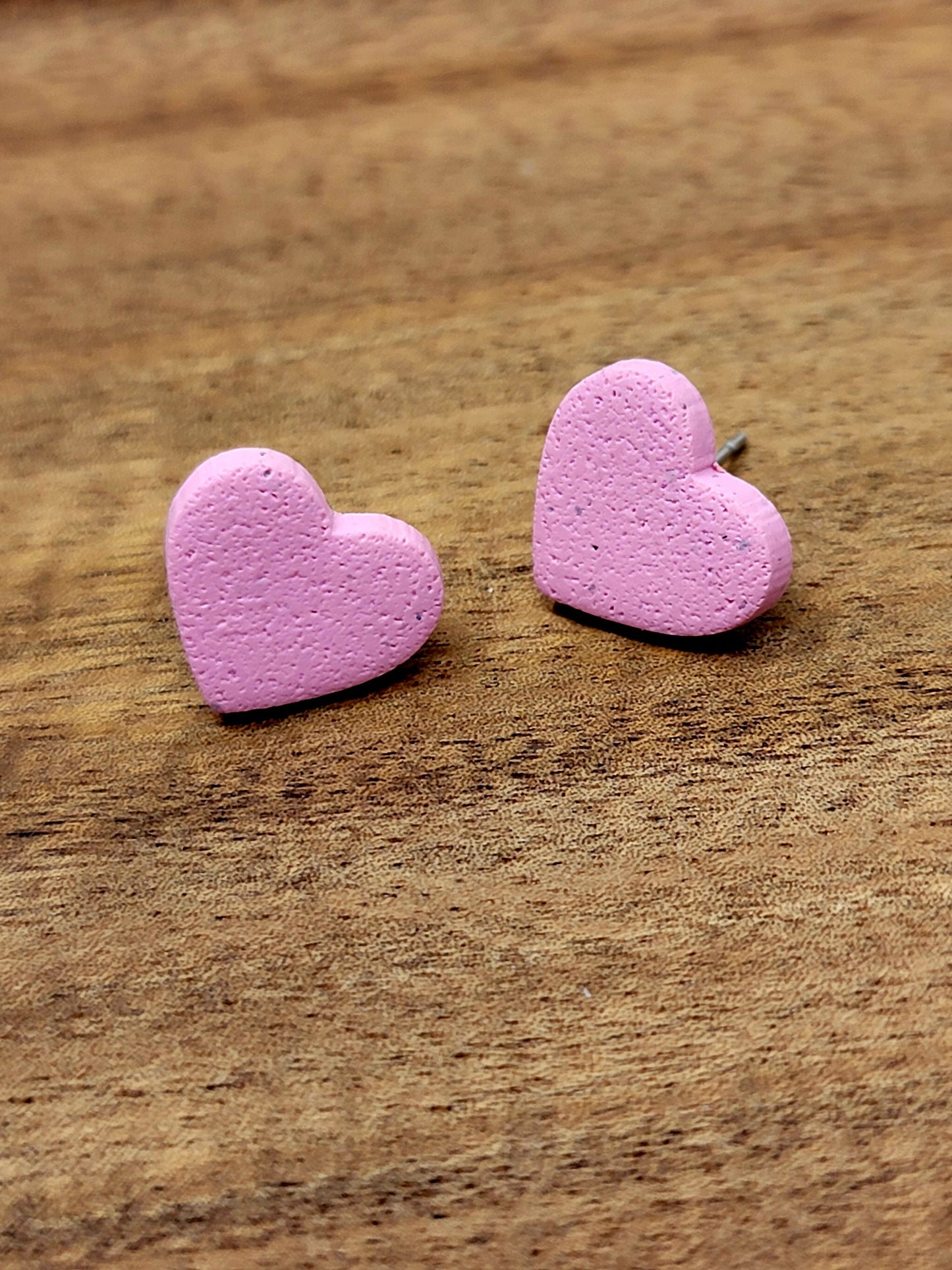 Pink heart studs