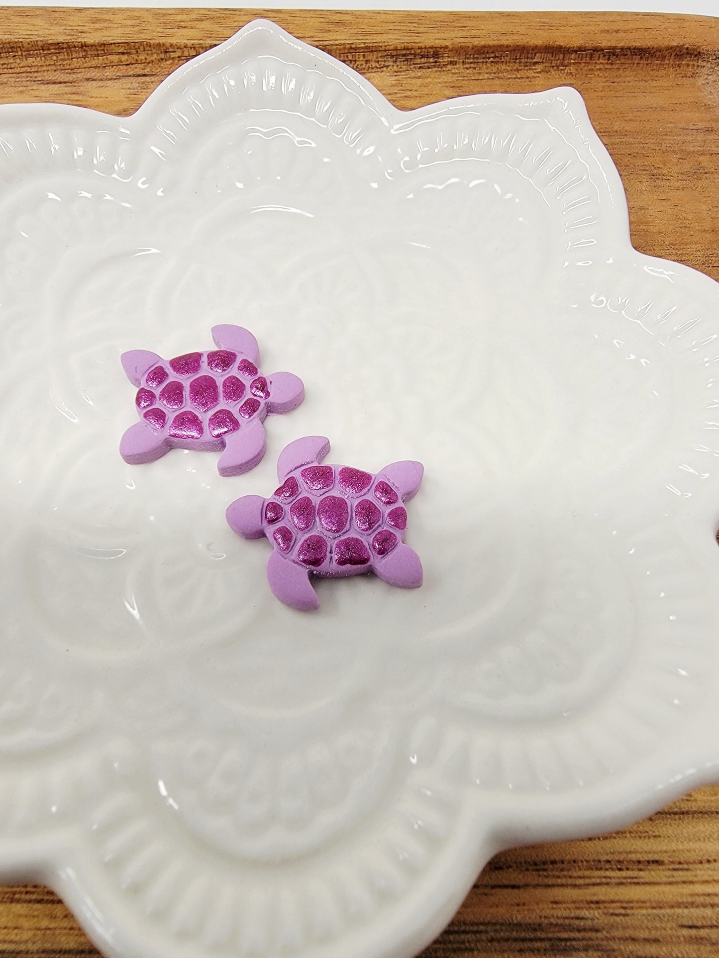 Purple sea turtle studs