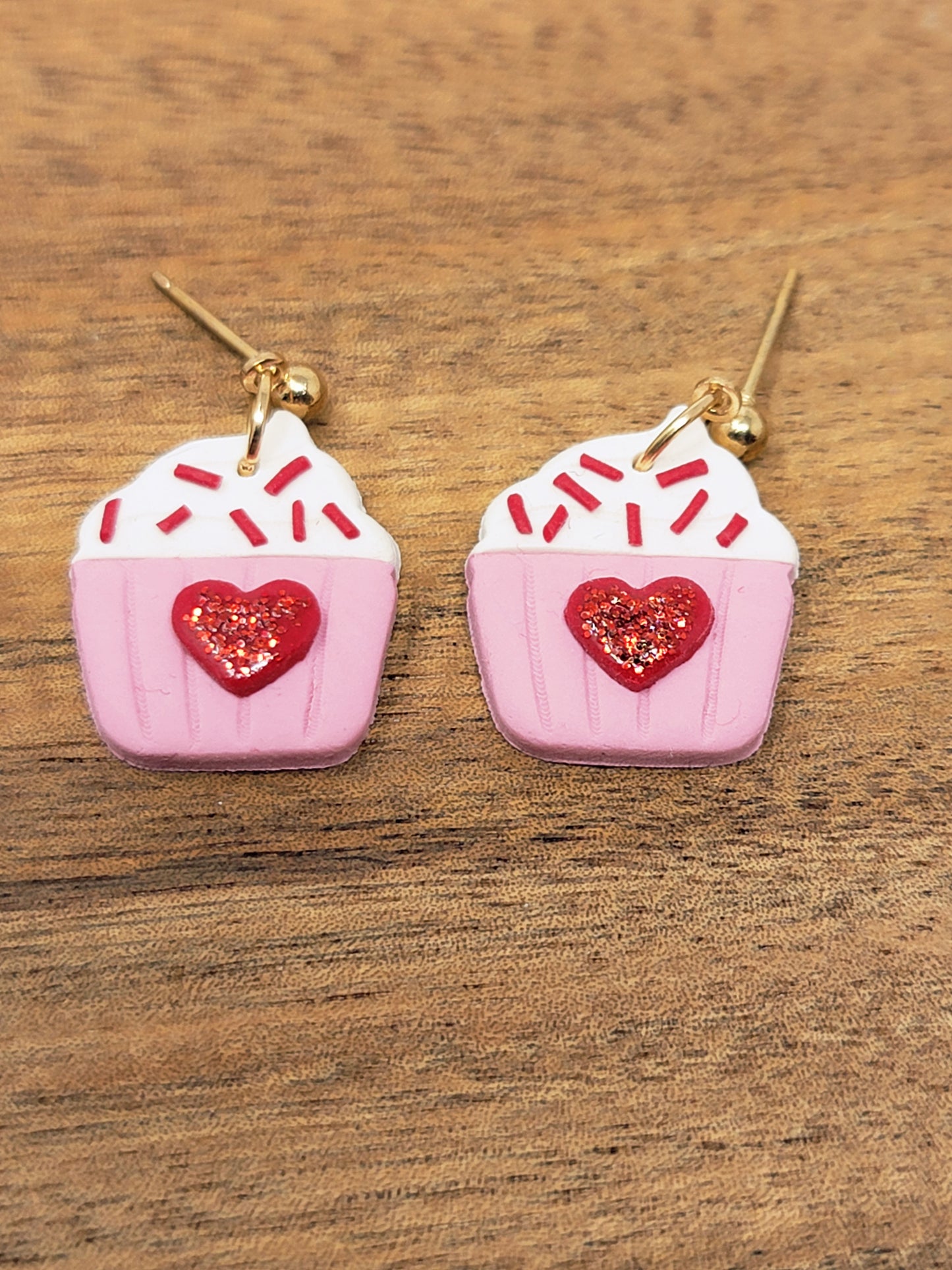 Valentines day pink cupcake dangles