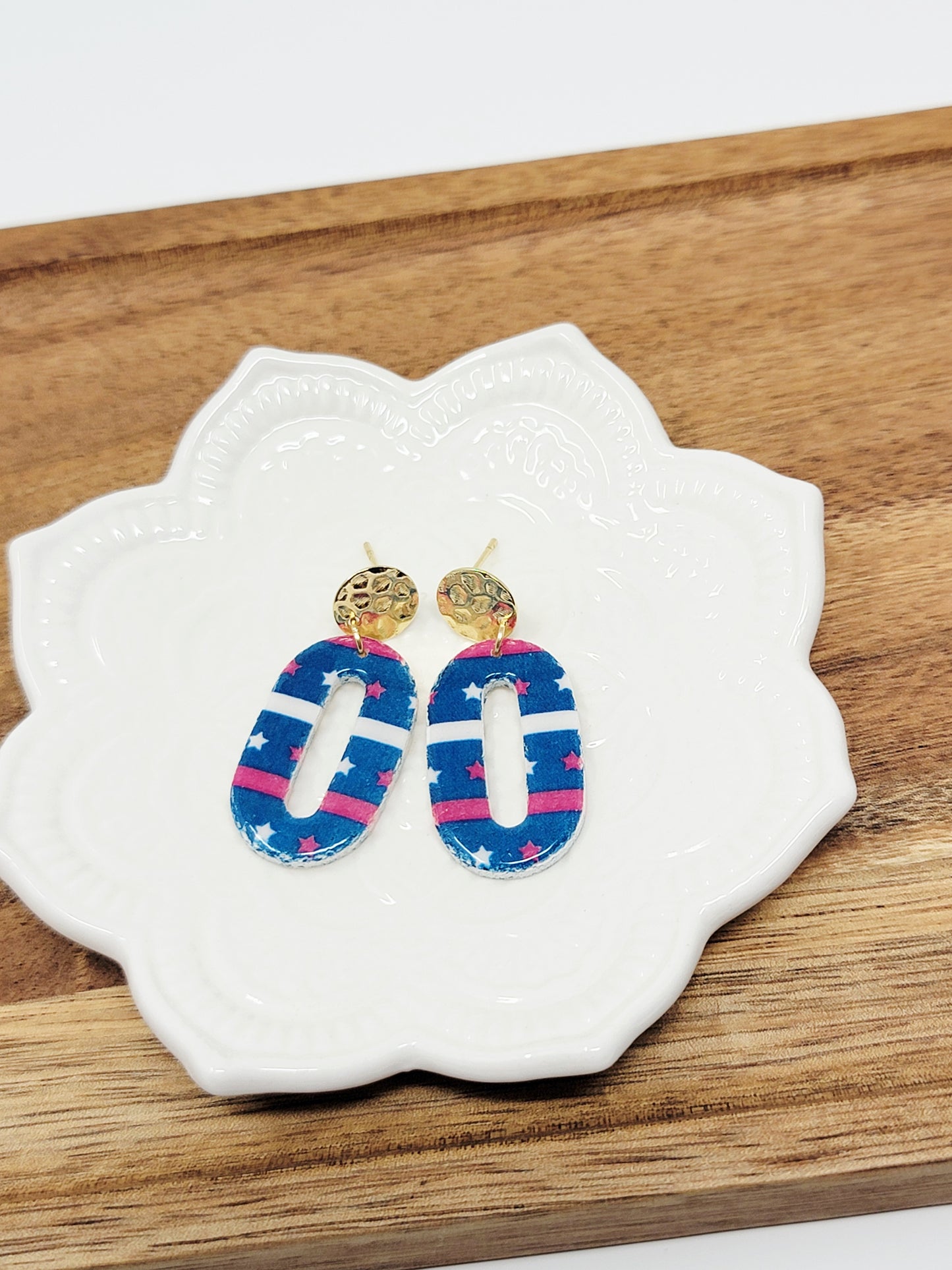 Stars& stripes oval dangles