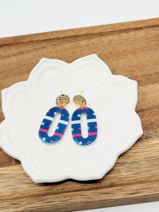 Stars& stripes oval dangles